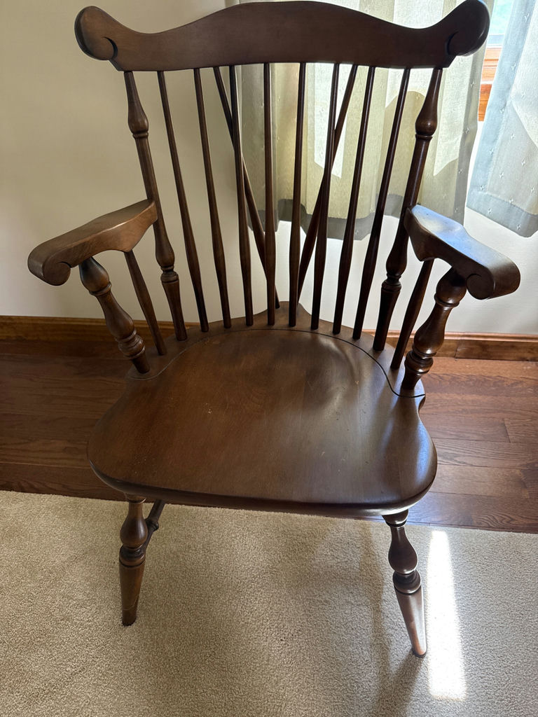 Dark wooden Windsor-style armchair - image 1 of 2