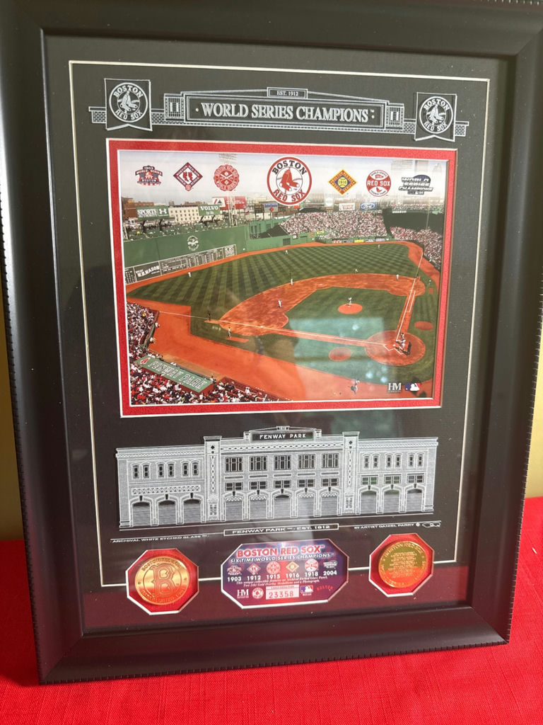 Boston Red Sox World Series Champions framed collage with Fenway Park illustration and commemorative coins - image 1 of 5