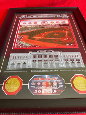 Fenway Park World Series Champions framed collage with Red Sox medallions - Image 1 of 3