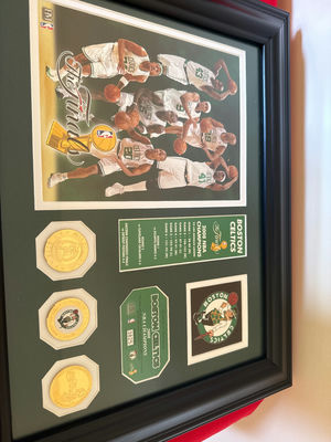 Boston Celtics Finals Memorabilia Framed Collage - Image 1 of 3