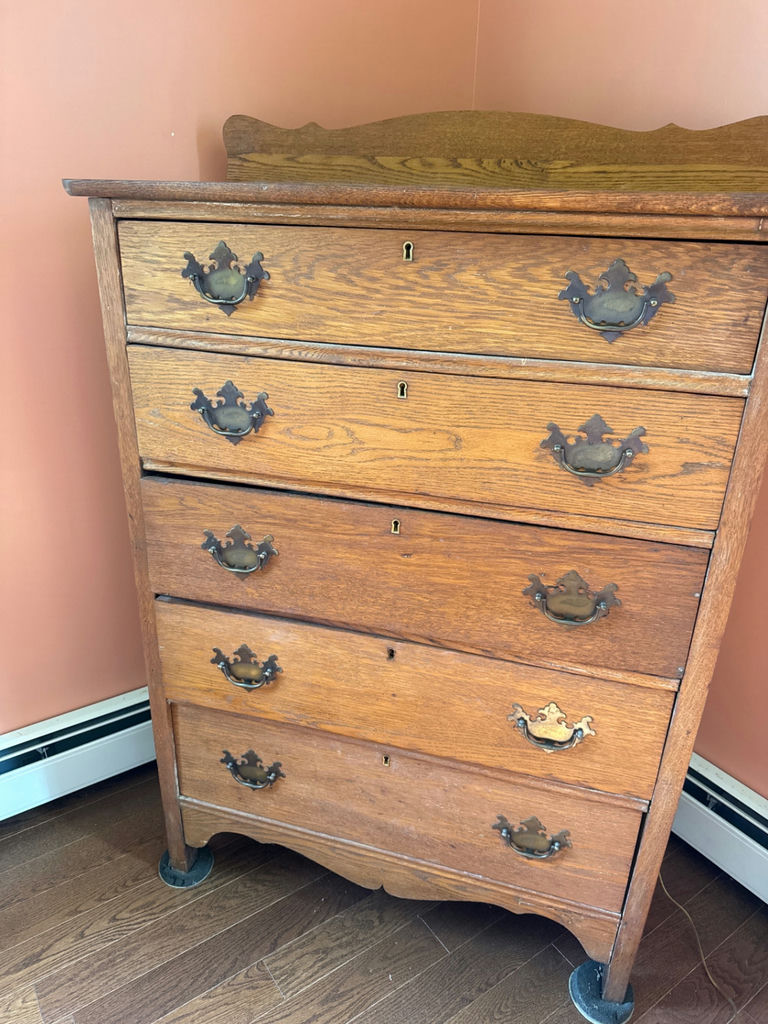 Vintage Oak Tall Chest of Drawers - image 2 of 3
