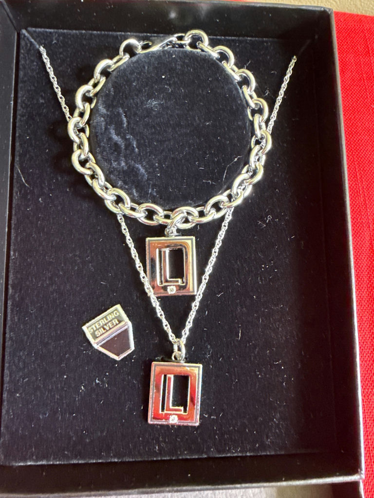 Sterling Silver Square-Frame Pendant Necklace Set - image 1 of 2