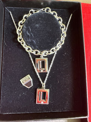 Sterling Silver Square-Frame Pendant Necklace Set - Image 1 of 2