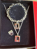 Sterling Silver Square-Frame Pendant Necklace Set - thumbnail 1 of 2