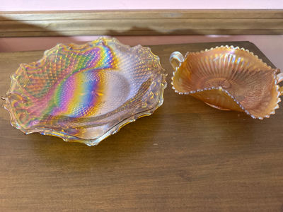Two iridescent carnival glass bowls - Image 1 of 3