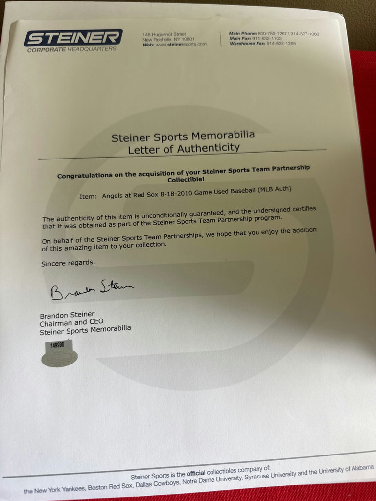 Two MLB Baseballs with Steiner Sports Certificate - image 1 of 3