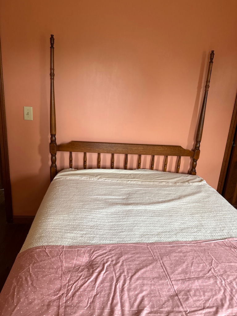 Wooden four-poster bedframe only  - image 3 of 3