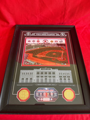 Framed Boston Red Sox World Series Champions Memorabilia - Image 1 of 3