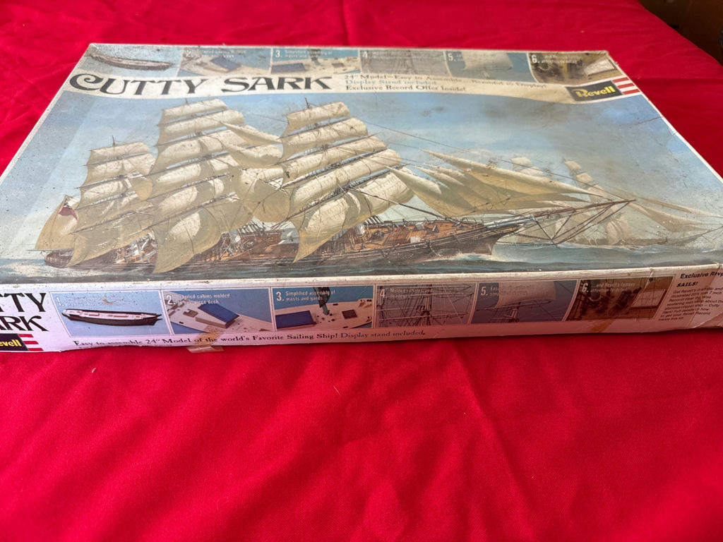 Cutty Sark sailing ship model kit with accompanying model train components - image 2 of 3