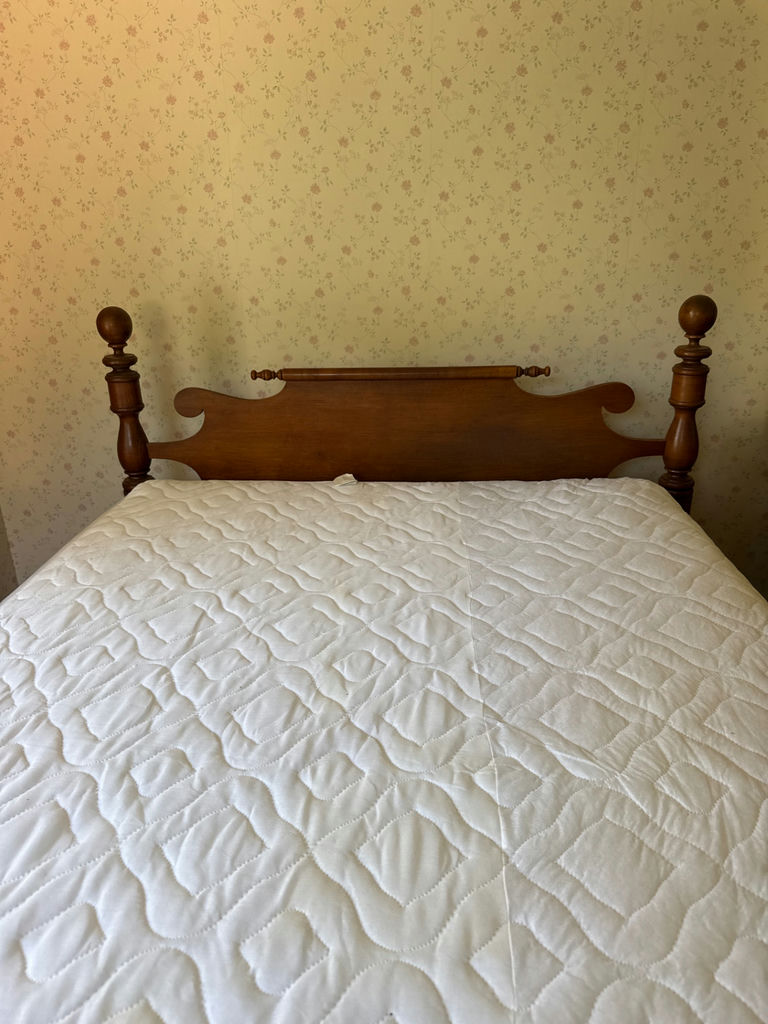 Wooden bed frame with mattress - image 2 of 3