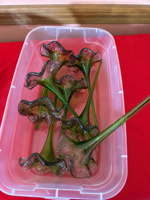 Green Glass Flower Stems - Image 1 of 1