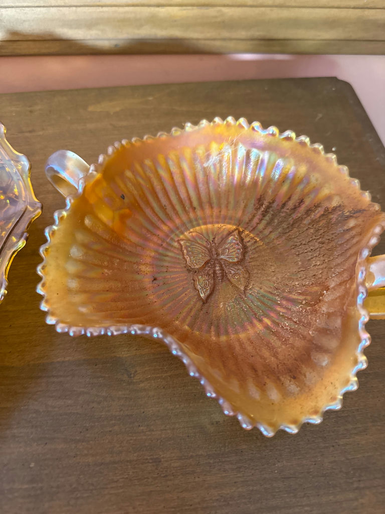 Two iridescent carnival glass bowls - image 2 of 3