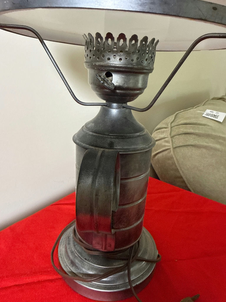 Vintage oil lamp with white shade - image 2 of 2