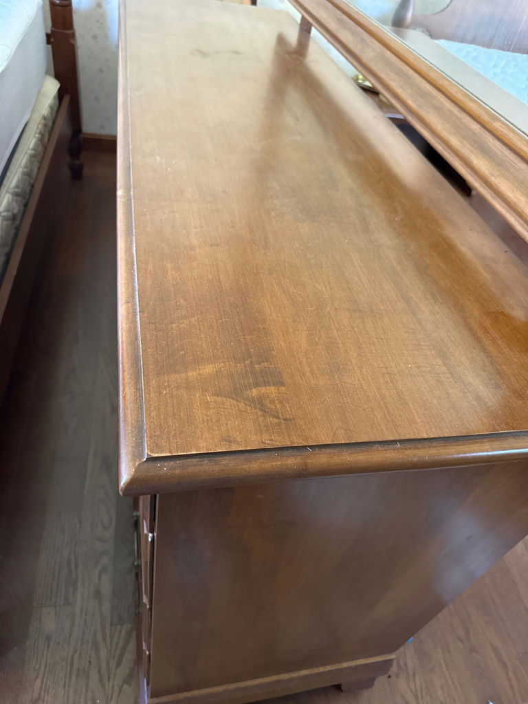 Wooden dresser with large mirror - image 3 of 3