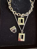 Sterling Silver Square-Frame Pendant Necklace Set - thumbnail 2 of 2