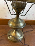 Vintage brass table lamp with  glass floral shade - thumbnail 3 of 3