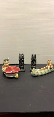 Decorative Figurines and Ceramic Canoe Dish - Image 1 of 12