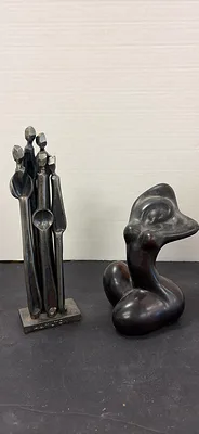 Metal Figure and Female Sculptures - Image 1 of 14