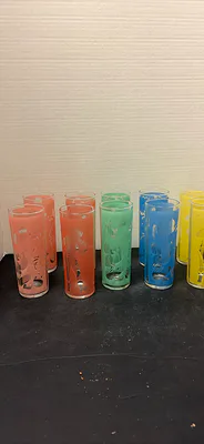 Colored Frosted Drinking Glasses - Image 1 of 7