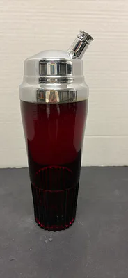 Vintage Ruby Red Glass Cocktail Shaker - Image 1 of 8