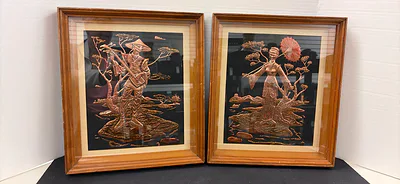 Framed Copper Relief Art - Image 1 of 9