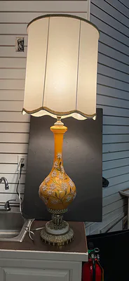 Vintage Floral Glass Table Lamp - Image 1 of 9