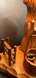 Carved Wooden Lamp with Rustic Scene - thumbnail 2 of 8