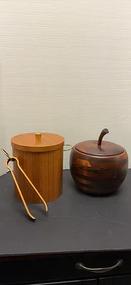 MCM Wooden and Apple-Shaped Ice Bucket - Image 1 of 10