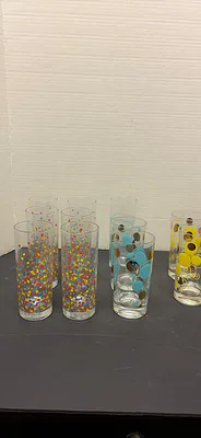 MCM Patterned Drinking Glasses - Image 1 of 7