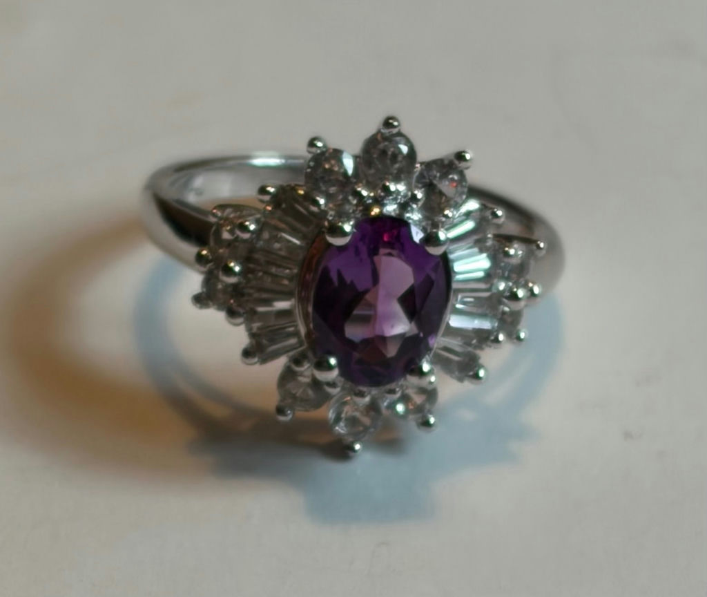 Genuine Amethyst Sterling Silver Ring (1) - image 1 of 2