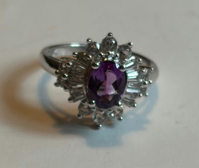 Genuine Amethyst Sterling Silver Ring (1) - Image 1 of 2