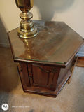Wooden Hexagonal Side Table with Glass Top - thumbnail 6 of 6