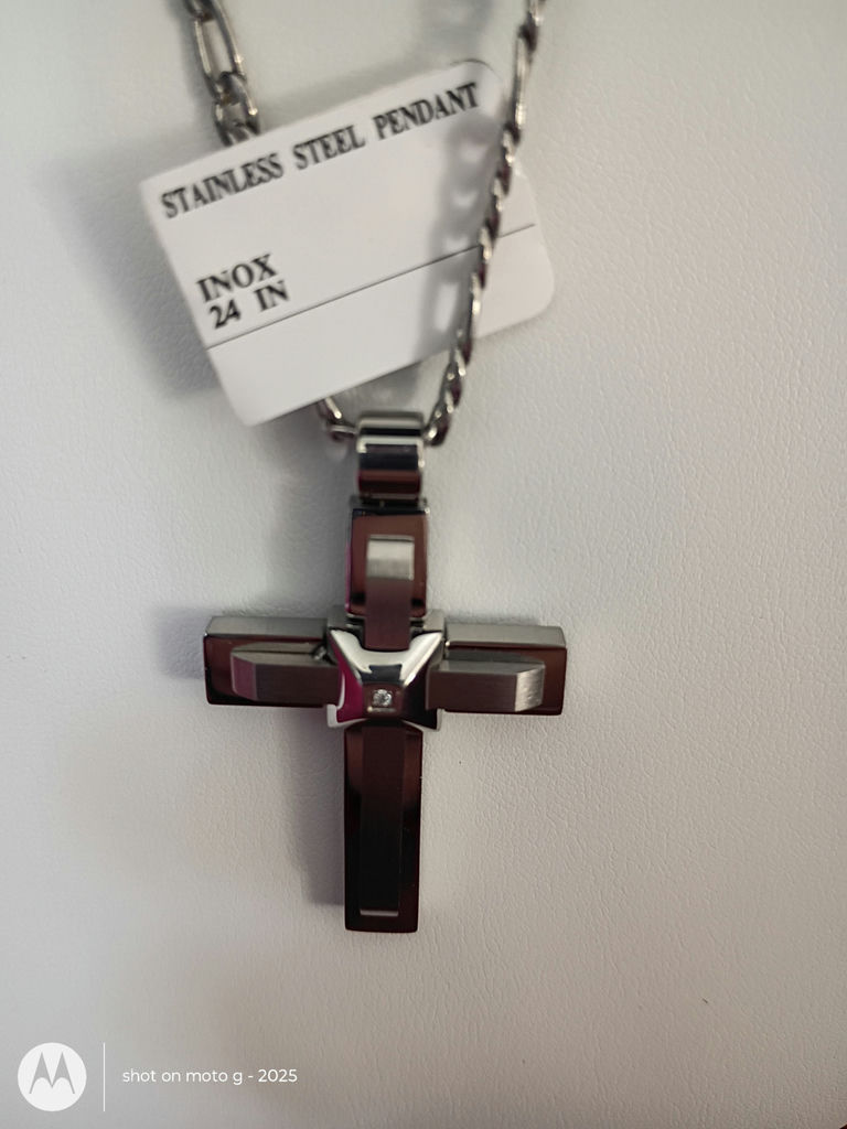 Stainless Steel Cross Pendant Necklace - image 4 of 6