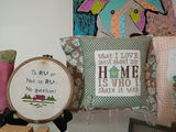 Assorted Handmade Decorative Pillows, Cross-Stitch Decor, and Wall Art - thumbnail 3 of 15