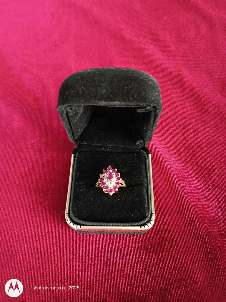 Gold-Tone Ring with Red and Clear Stones - image 2 of 4