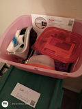 Plastic Storage Bins with Assorted Craft Supplies and Small Household Items - thumbnail 2 of 7