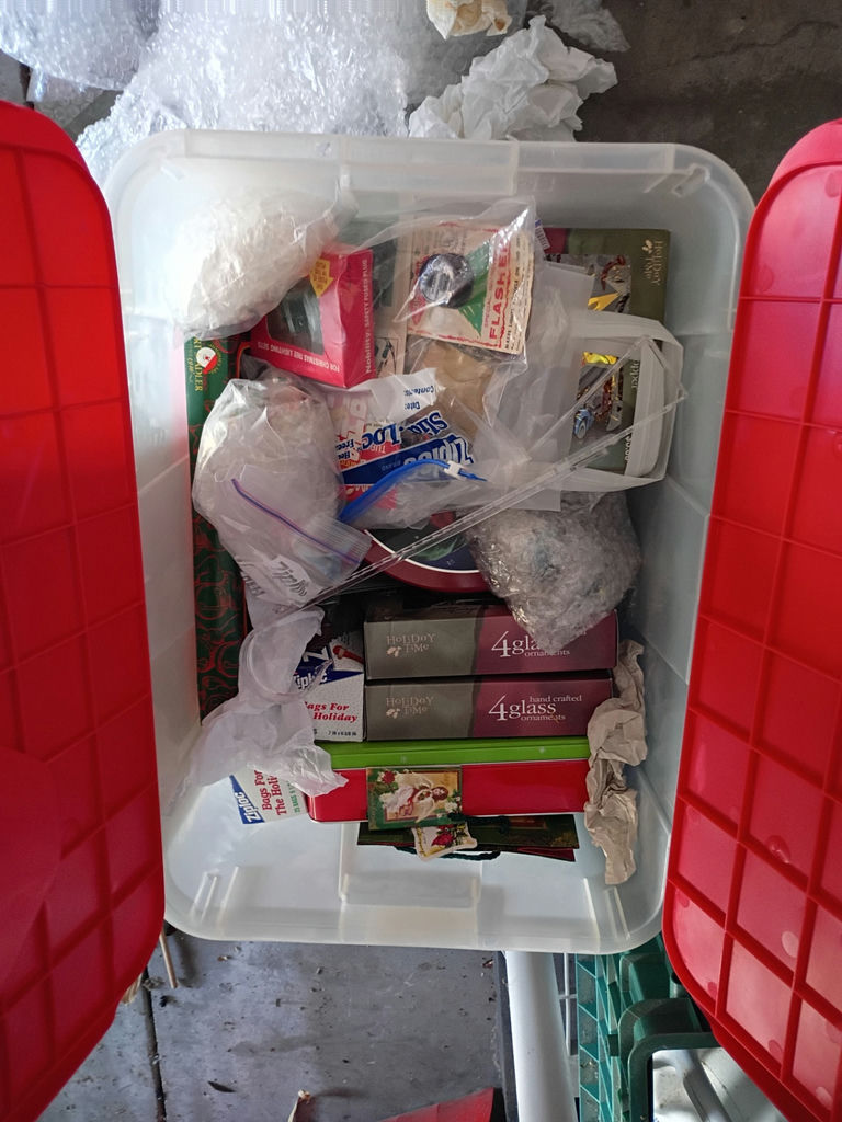 Storage Tote with Christmas Ornaments and Holiday Decorations - image 1 of 2