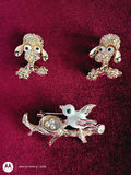 Gold-Tone Animal-Themed Jewelry Pins and Earrings - thumbnail 1 of 4