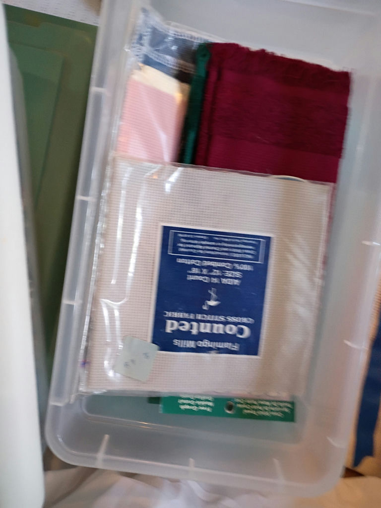 Plastic Storage Bins with Cross Stitch and Craft Supplies - image 5 of 7
