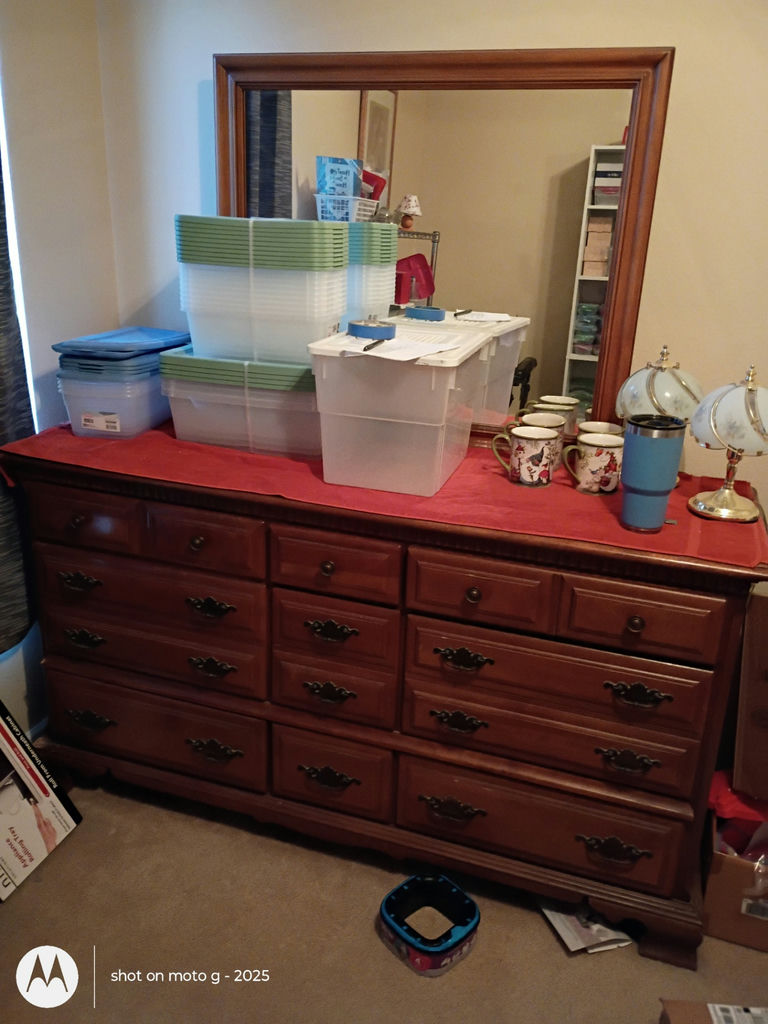 Wood Dresser with Framed Mirror - image 1 of 2