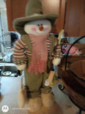 Snowman Figurine and Two-Tier Wicker Basket Stand - thumbnail 2 of 3