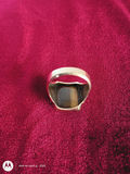 10K Gold Ring with Brown Carved Stone - thumbnail 4 of 5