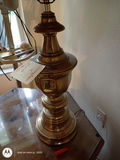 Brass Table Lamps with Pleated Shades - thumbnail 2 of 8