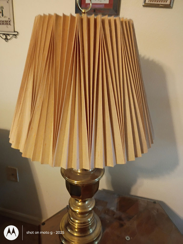 Brass Table Lamps with Pleated Shades - image 8 of 8