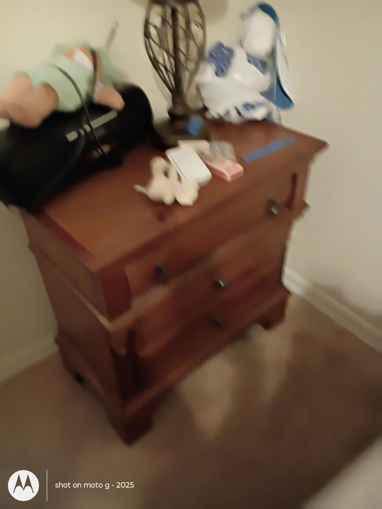 Wooden Nightstand with Table Lamp - image 2 of 2
