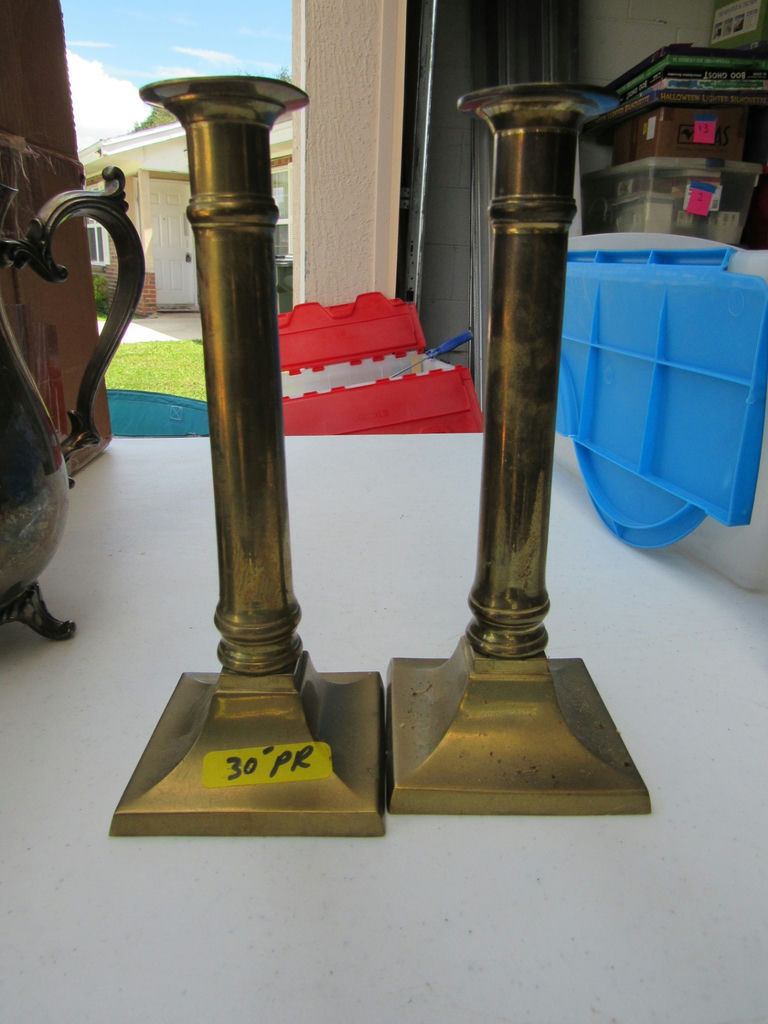 Silver-Tone Tea Service Pieces, Brass Candlesticks, and Metal Mugs - image 5 of 5