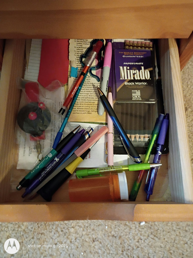 Wooden Rolling Drawer Organizer with Assorted Office and Craft Supplies - image 7 of 8