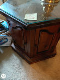 Wooden Hexagonal Side Table with Glass Top - thumbnail 4 of 6