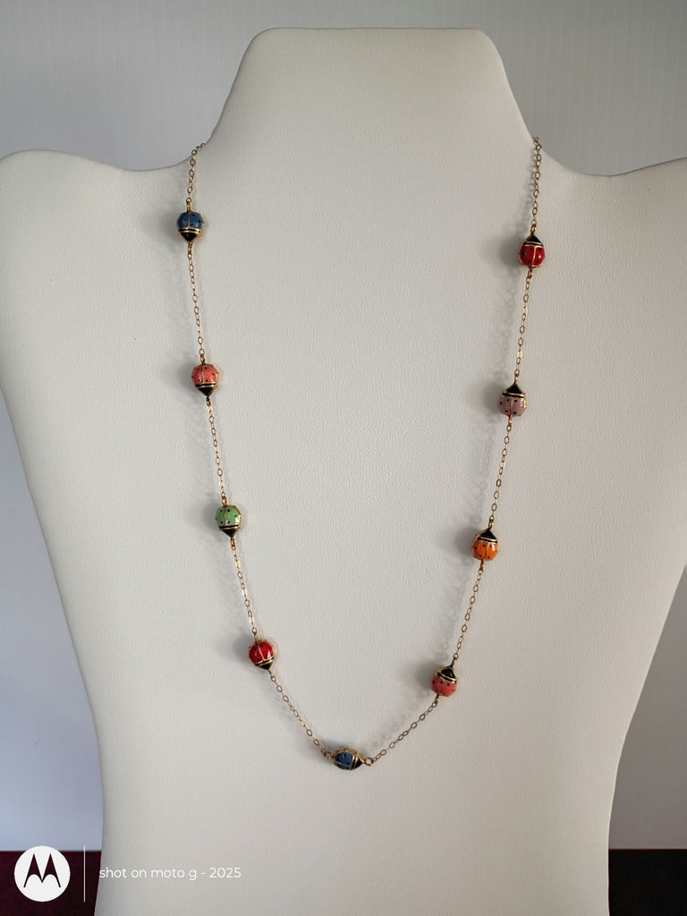 10K Gold Enamel Ladybug Necklace - image 1 of 6