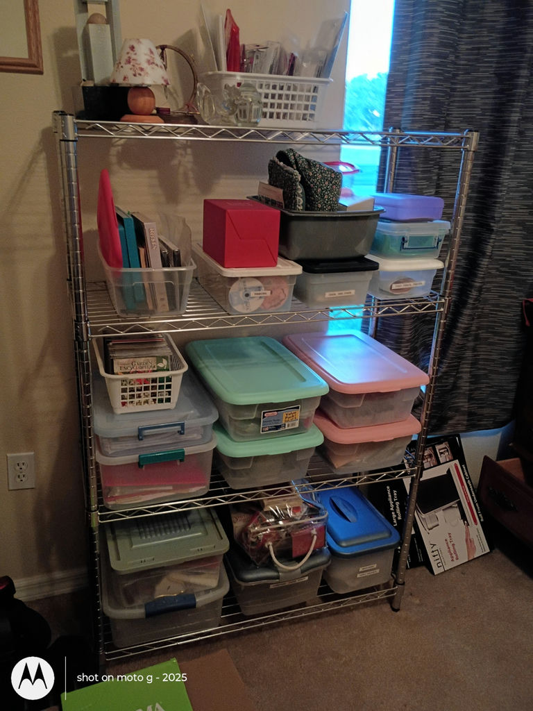 Metal Storage Shelving Unit with Plastic Storage Bins with Crafting Supplies - image 1 of 1